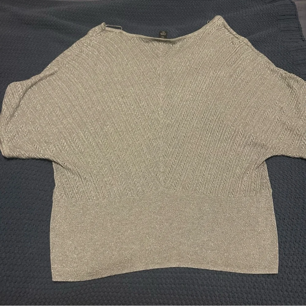 Lane Bryant Silver Grey 18 / 20 Vneck Dolman sleeve sweater top shirt blouse - Picture 6 of 7